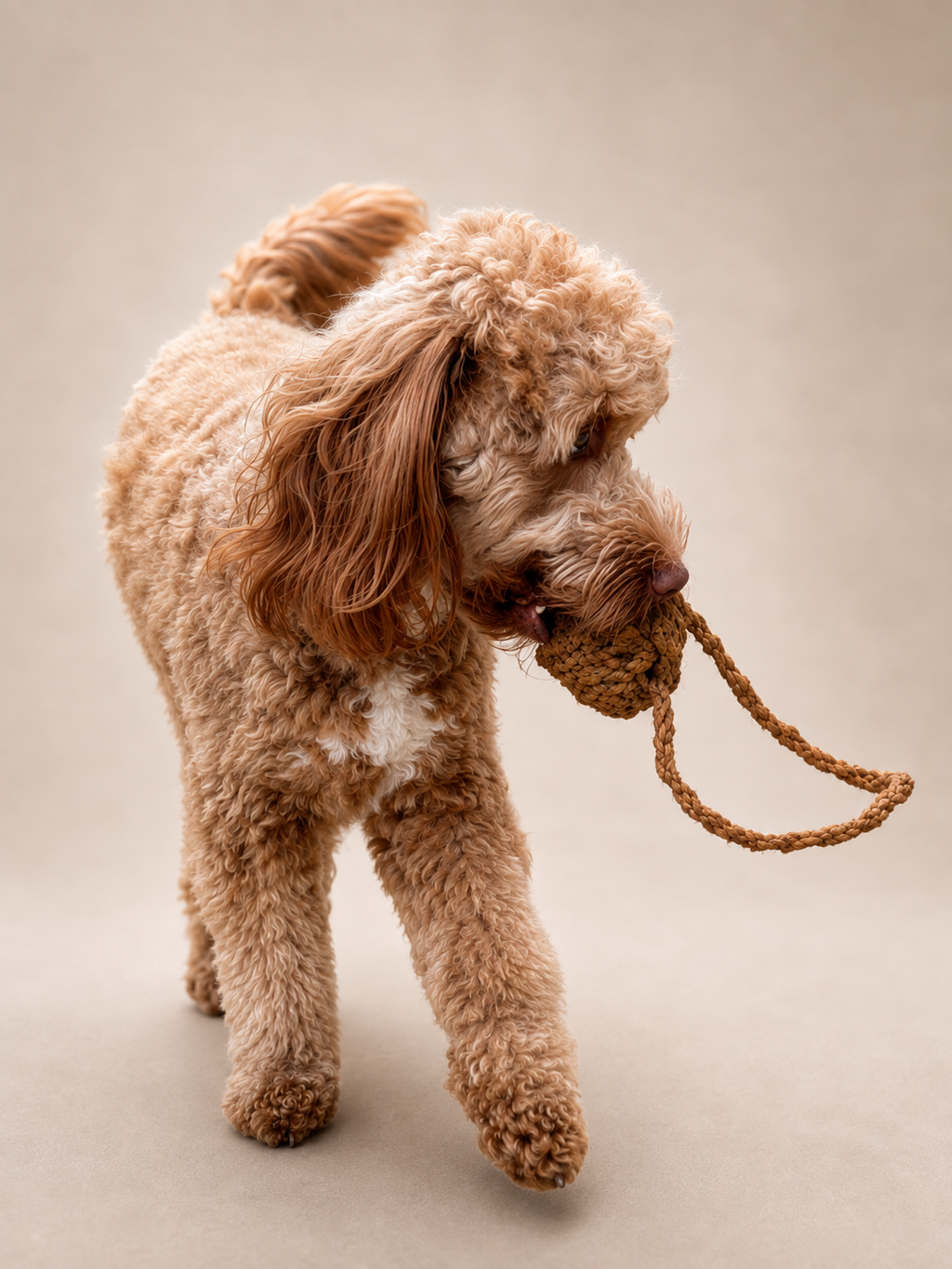 Dog playing with The Coco Ball™ | natural coconut husk dog toy